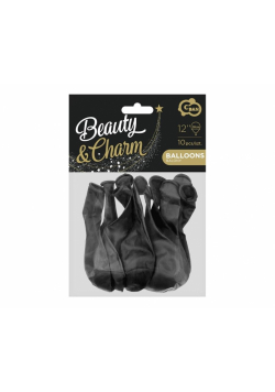 Balony Beauty&Charm metaliki czarne 10szt