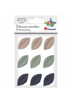 Liście materiałowe tłoczone 3D 20x35mm mix 9szt