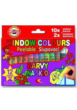 Farby witrażowe 10,5ml 10 kolorów + 2 kontury