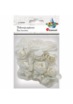 Papierowe róże na druciku białe 25mm 12szt