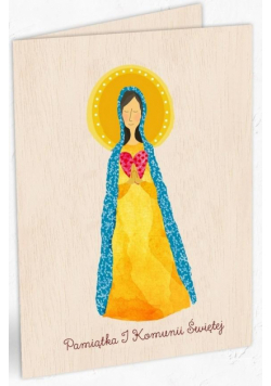 Karnet drewniany C6 Komunia Maria + koperta