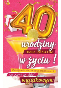 Karnet Urodzinowy 40 + naklejka