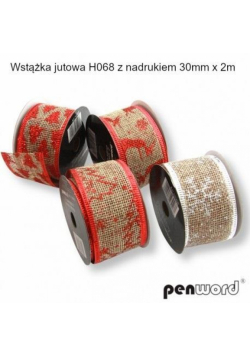 Wstążka ozdobna jutowa nadruk BN 38mmx2m (8szt)