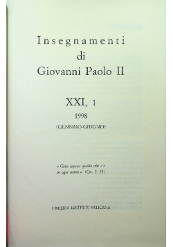 Insegnamenti di Giovanni Paolo II XXI część 1 1998