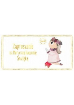 Zaproszenie - Komunia dziewczynka złoty (10 szt.)