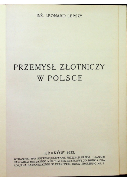 Złotnictwo w Polsce Reprint z 1933 r .