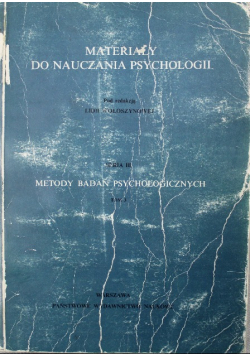 Materiały do nauczania psychologii Seria III Tom 3