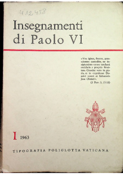 Insegnamenti di Paolo VI Tom I