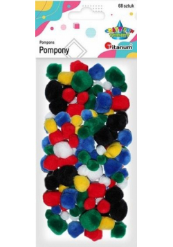 Pompony akrylowe mix rozmiarów i kolorów 68szt