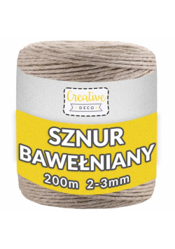 Sznurek do makramy bawełniany 3mmx200m piaskowy