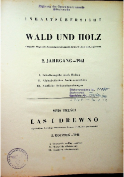 Wald und Holz Las i drewno nr 1 do 52 1941 r.
