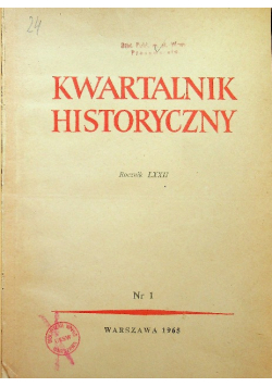 Kwartalnik historyczny rocznik LXXIII nr 1 do 4