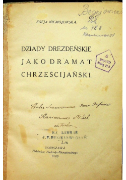 Dziady drezdeńskie jako dramat chrześcijański 1920 r.