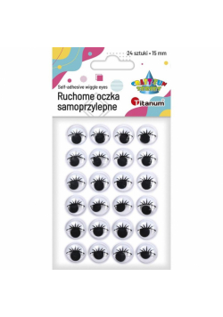 Oczy samoprzylepne z rzęsami 15mm okrągłe 24szt