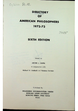 Directory of american philosophers 1972 - 73