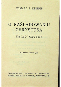 O naśladowaniu Chrystusa 1938 r